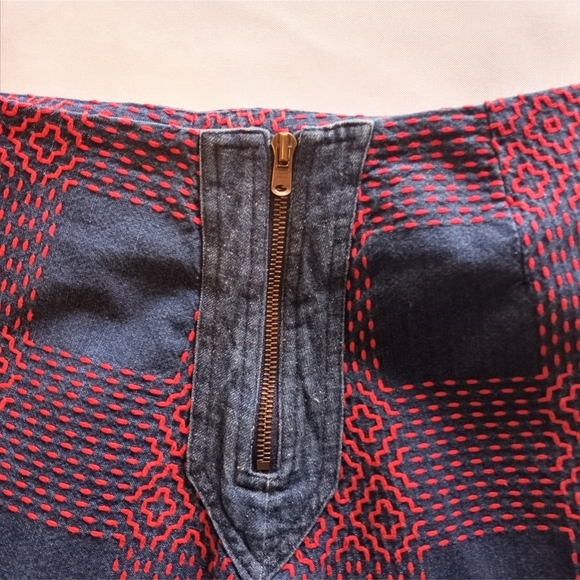 Size Small M.i.h. Jeans Women's Mini Skirt Blue Denim Embroidered Y2K 2000s - Picture 4 of 9